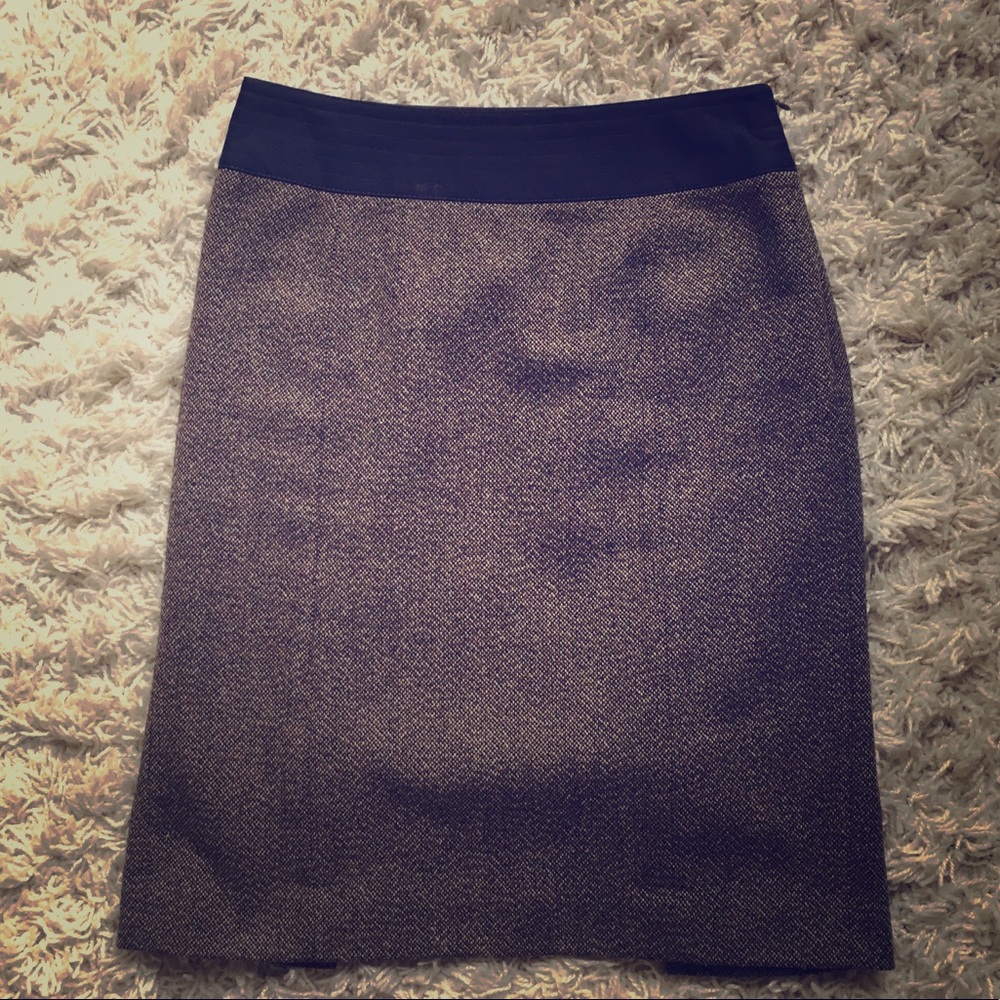 LOFT brown tweed pencil skirt 0 petite